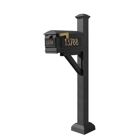 Qualarc Mailbox, (3 Cast Plates) Square Collar & Pyramid Finial, (Black) WPD-SC2-S7-LM-3P-BLK